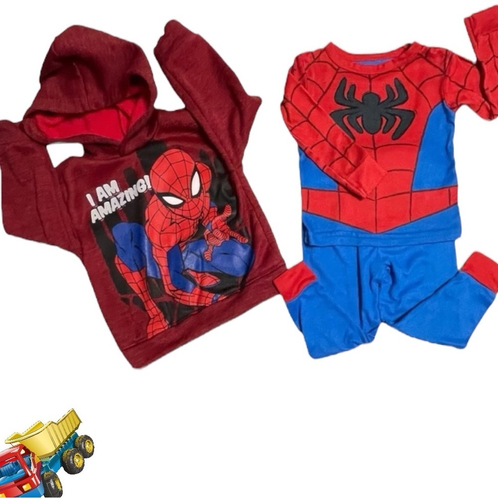 Marvel Spider-Man boys 2-fer size 2T/3T hooded sweatshirt and 2 piece Pajama set